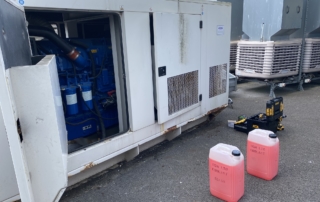 outside generator with coolant in containers