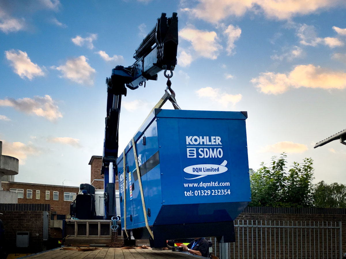Kohler-SDMO generator being delivered to a local authority in Hampshire. Local authority generator install.